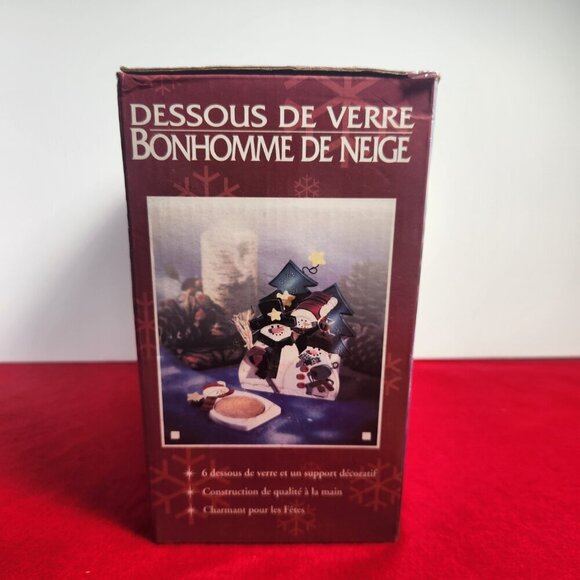 Snowman Coasters Set of 6 with Decorative Holder in Original Box Holiday Classic - Picture 10 of 12
